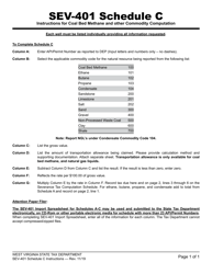 Document preview: Instructions for Form SEV-401 Schedule C Coal Bed Methane and Other Commodity Computation - West Virginia