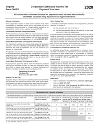 Document preview: Form 500ES Corporation Estimated Income Tax Payment Vouchers - Virginia