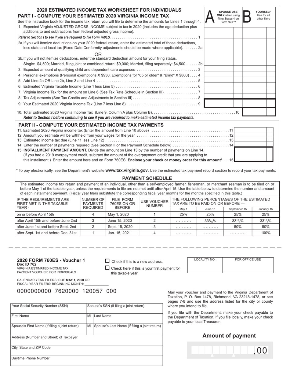 Form 760ES Virginia Estimated Income Tax Payment Voucher for Individuals - Virginia, Page 3