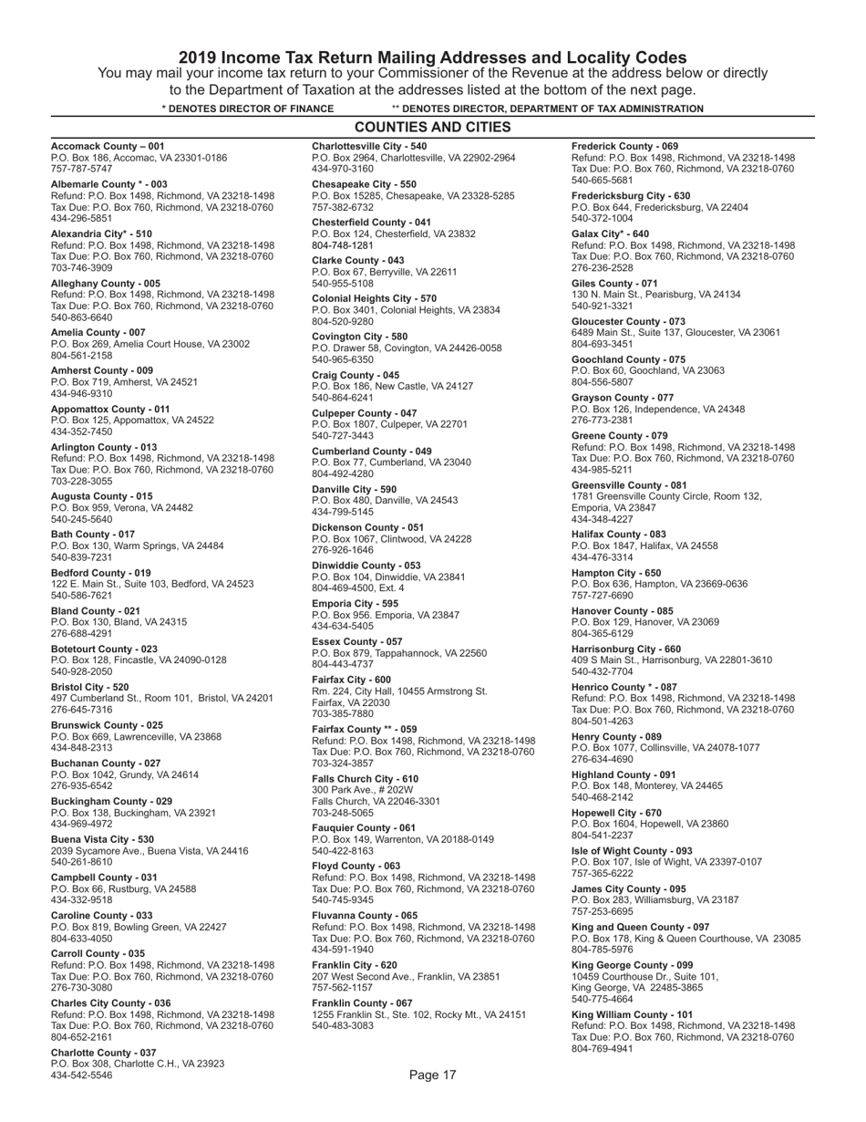Instructions for Form 770 Virginia Fiduciary Income Tax Return - Virginia, Page 19