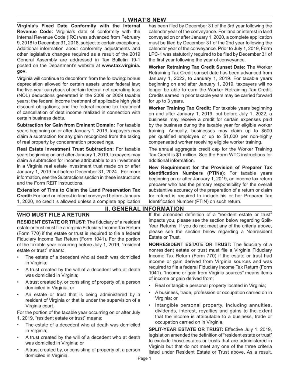 Instructions for Form 770 Virginia Fiduciary Income Tax Return - Virginia, Page 3