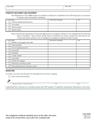 Form S-3W Vermont Sales Tax Exemption Certificate for Forestry and Wood Products Machinery, Repair Parts, and Accessories - Vermont, Page 2