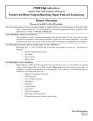 Form S-3W Vermont Sales Tax Exemption Certificate for Forestry and Wood Products Machinery, Repair Parts, and Accessories - Vermont, Page 3