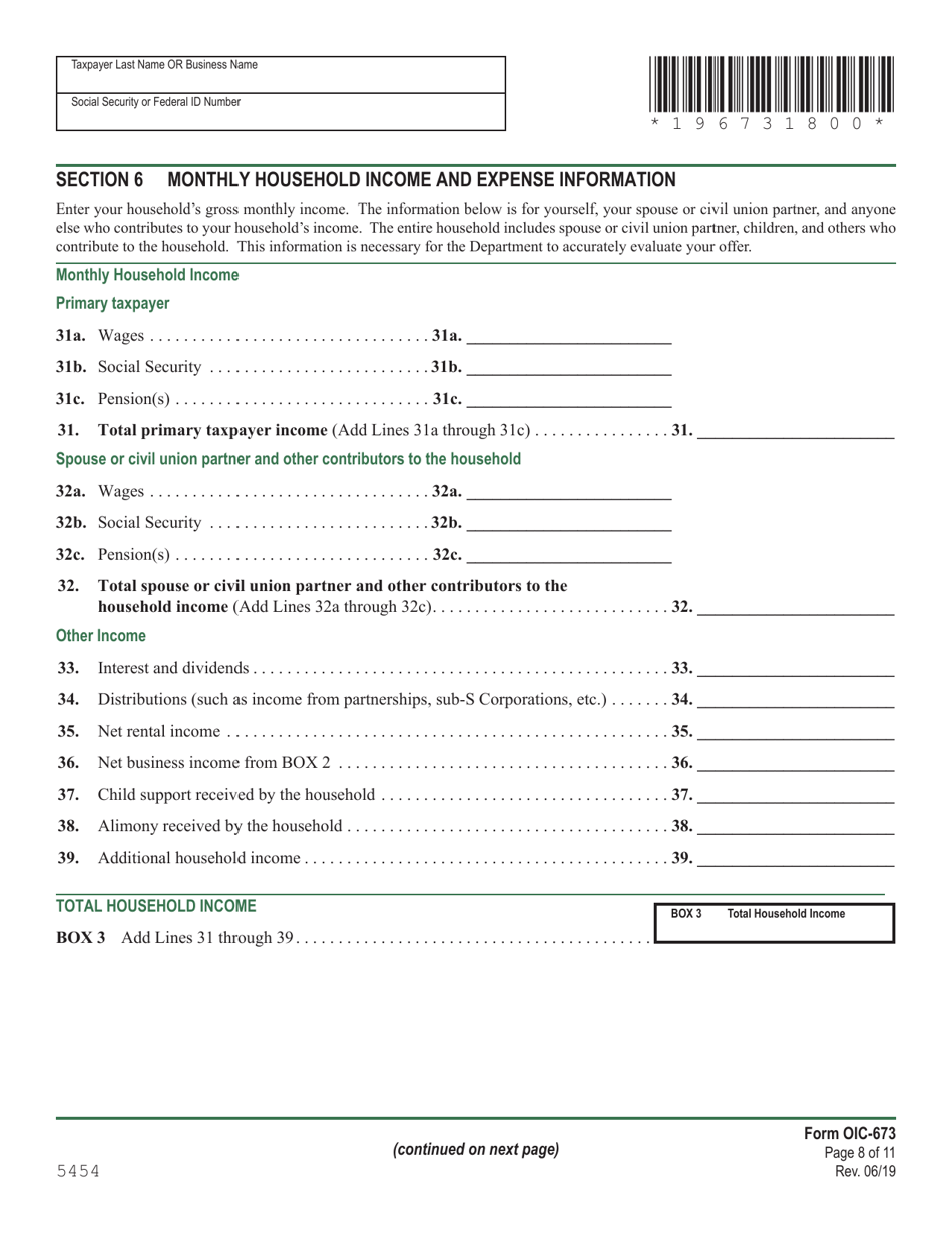 VT Form OIC-673 Collection Information Statement for Wage Earners and Self-employed Individuals - Vermont, Page 8