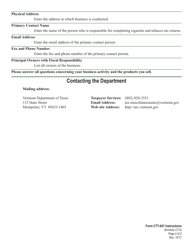 Instructions for VT Form CTT-647 Vermont Wholesale Cigarette and Tobacco Dealer License Application - Vermont, Page 2