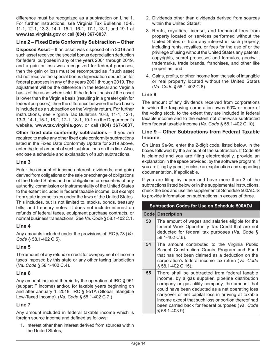 Instructions for Form 500 Virginia Corporation Income Tax Return - Virginia, Page 18