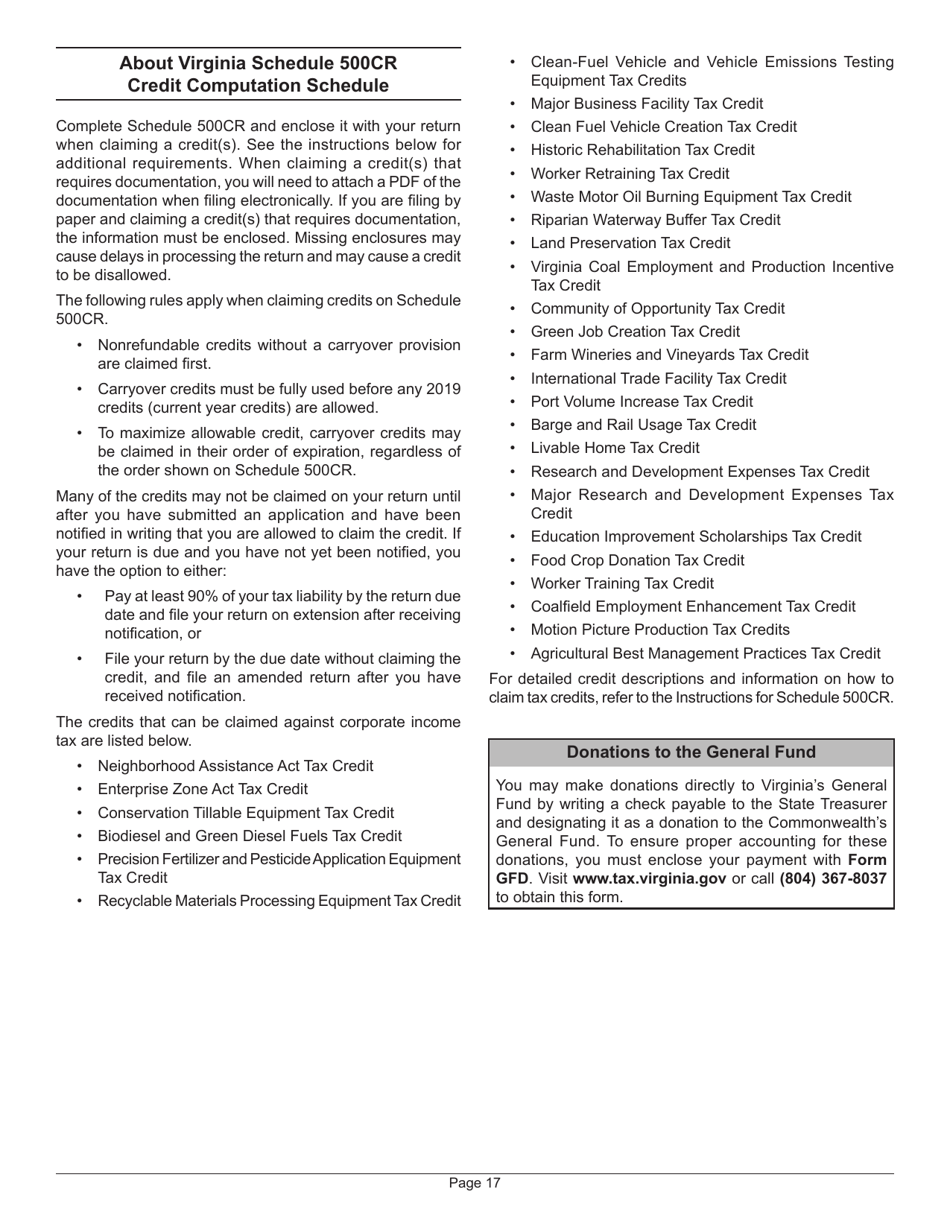Instructions for Form 500 Virginia Corporation Income Tax Return - Virginia, Page 21