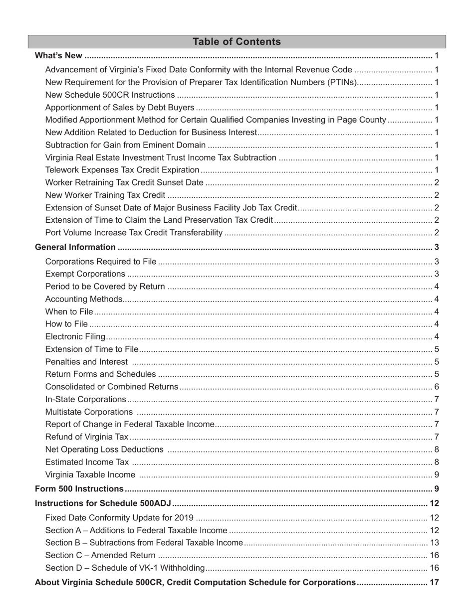 Instructions for Form 500 Virginia Corporation Income Tax Return - Virginia, Page 3