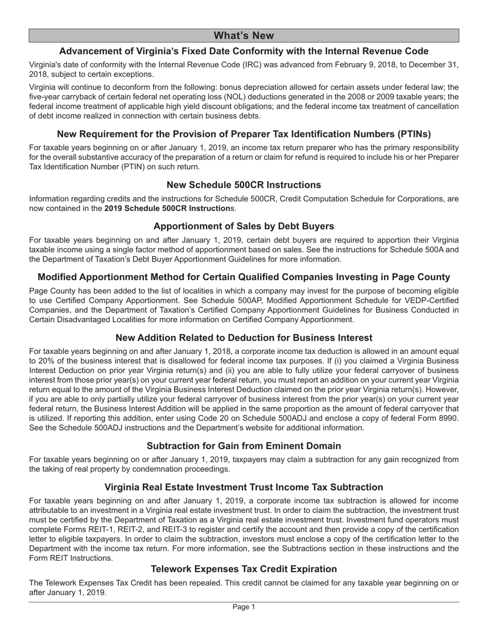 Instructions for Form 500 Virginia Corporation Income Tax Return - Virginia, Page 5