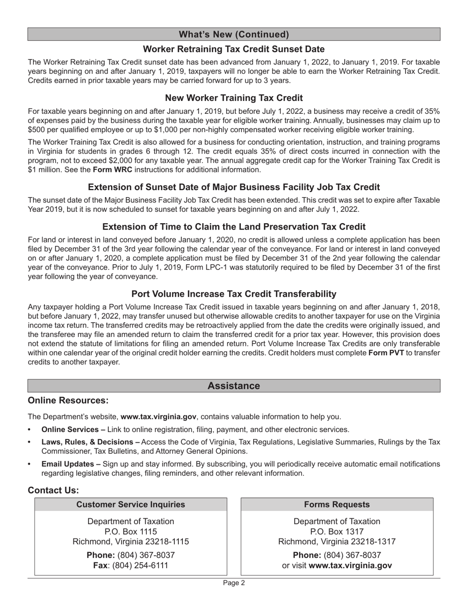 Instructions for Form 500 Virginia Corporation Income Tax Return - Virginia, Page 6