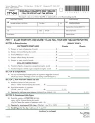 Document preview: VT Form CTT-646 Wholesale Cigarette and Tobacco Dealer Report and Tax Return - Vermont