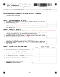 Form RI-2210 Underpayment of Estimated Tax by Individuals, Estates - Rhode Island