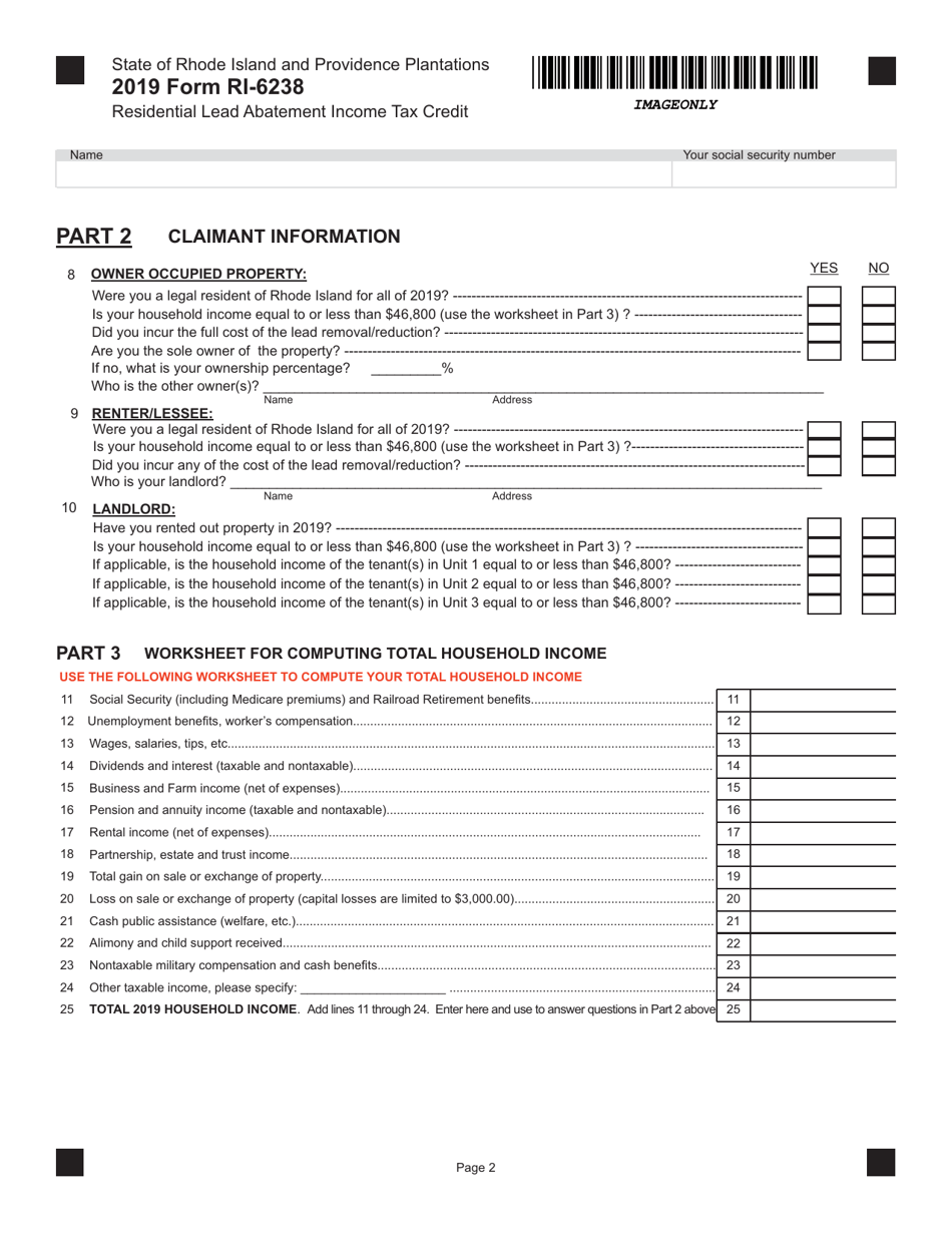 Form RI-6238 Residential Lead Abatement Income Tax Credit - Rhode Island, Page 2