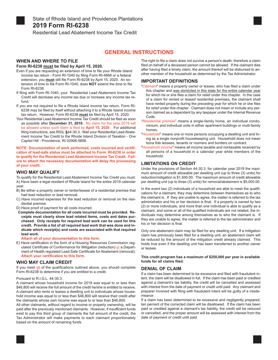 Form RI-6238 Residential Lead Abatement Income Tax Credit - Rhode Island, Page 3