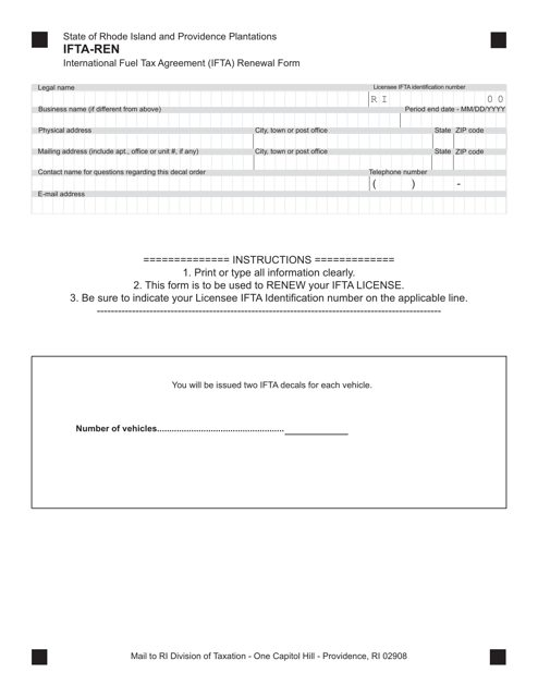 Form IFTA-REN  Printable Pdf