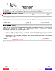 Form REV-775 Personal Income Tax Employee Business Expense Affidavit - Pennsylvania
