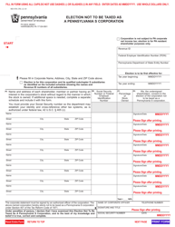 Form REV-976 Election Not to Be Taxed as a Pennsylvania S Corporation - Pennsylvania