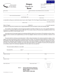 Document preview: Form 150-105-003 Oregon Cigarette Tax Bond - Oregon