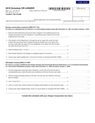 Form 150-102-125 Schedule OR-LENDER Lender&#039;s Tax Credit - Oregon