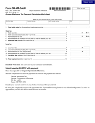 Document preview: Form OR-MT-CALC (150-610-005) Oregon Marijuana Tax Payment Calculation Worksheet - Oregon