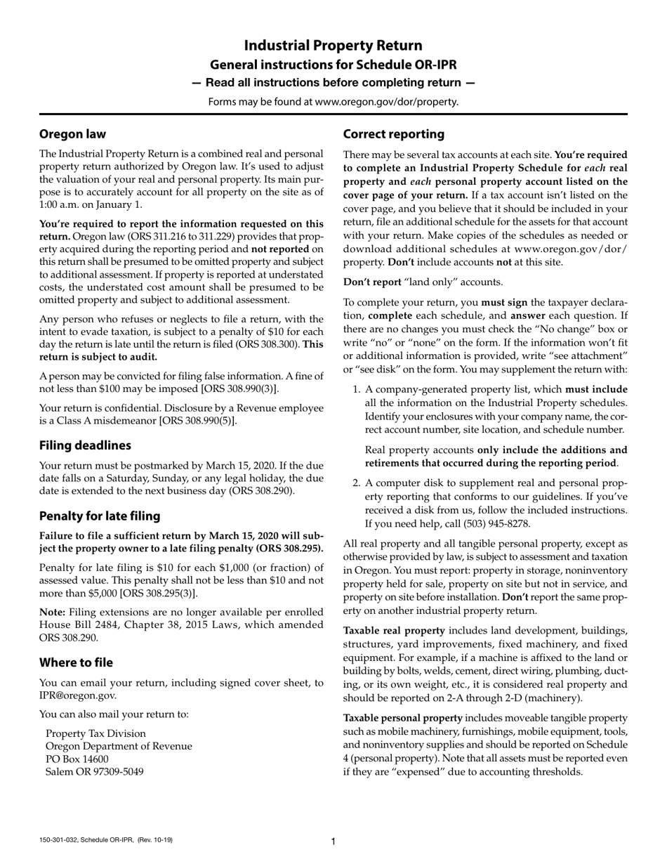 Form 150-301-032 Schedule OR-IPR Industrial Real Property Schedules - Oregon, Page 2