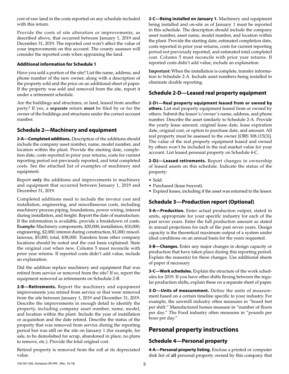 Form 150-301-032 Schedule OR-IPR Industrial Real Property Schedules - Oregon, Page 4