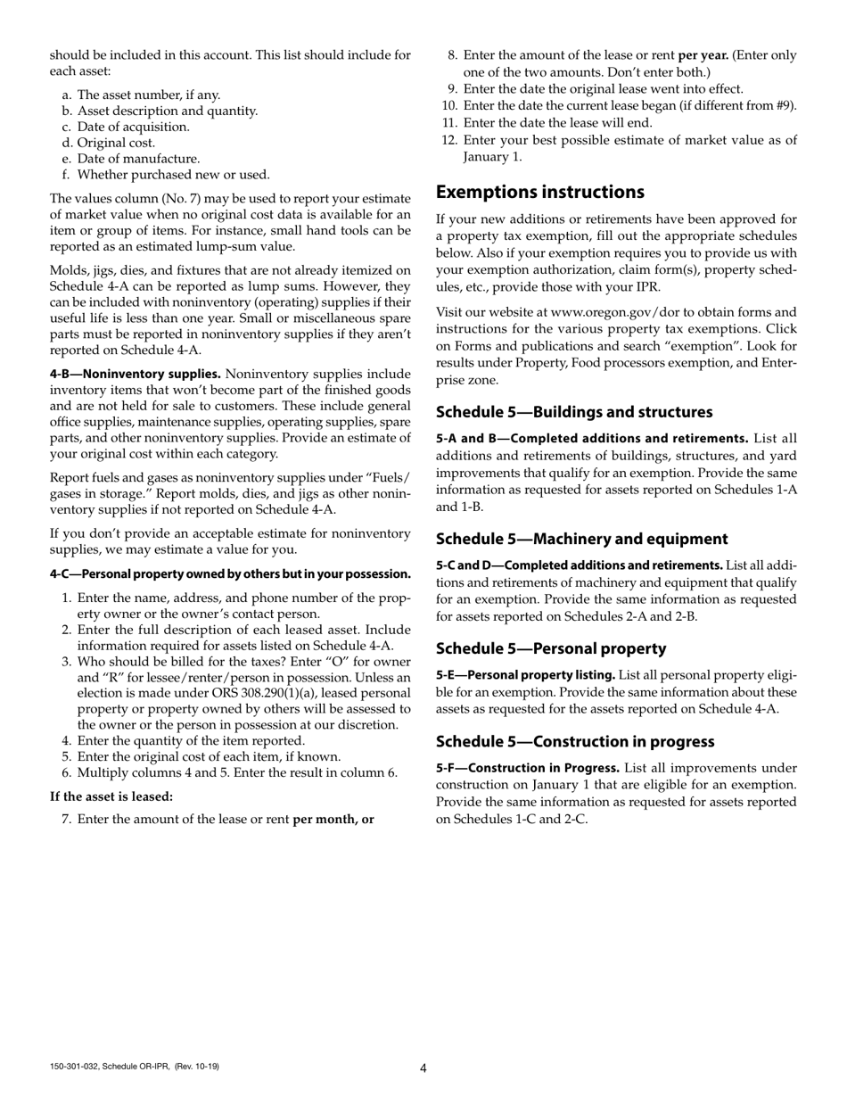 Form 150-301-032 Schedule OR-IPR Industrial Real Property Schedules - Oregon, Page 5