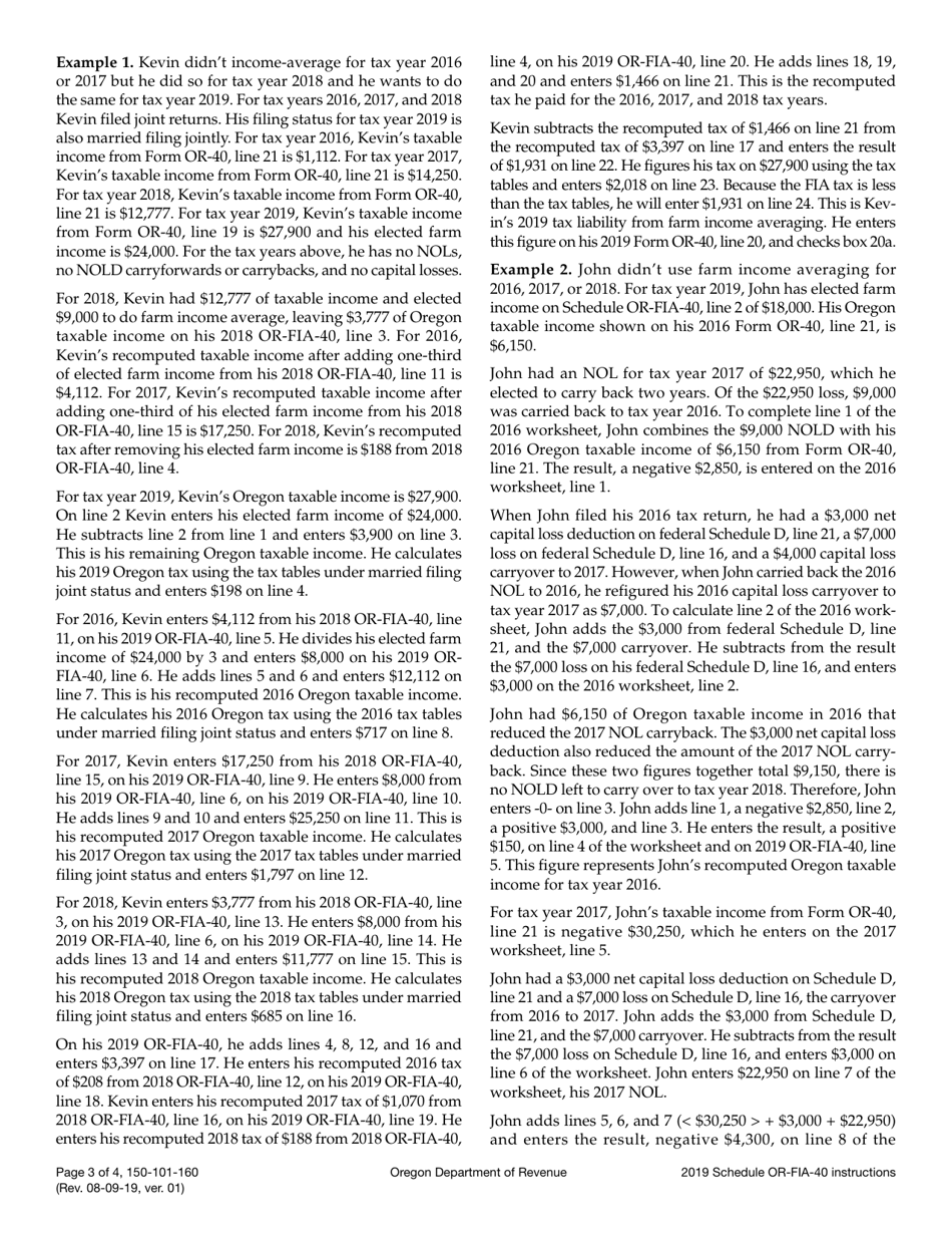 Form 150-101-160 Schedule OR-FIA-40 Oregon Farm Income Averaging - Oregon, Page 5