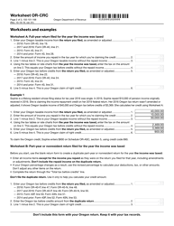 Form 150-101-168 Worksheet OR-CRC Claim of Right Income Repayments - Oregon, Page 2