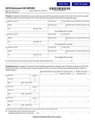 Form 150-101-197 Worksheet OR-WFHDC Working Family Household and Dependent Care Credit for Prior Year Expenses - Oregon, Page 2