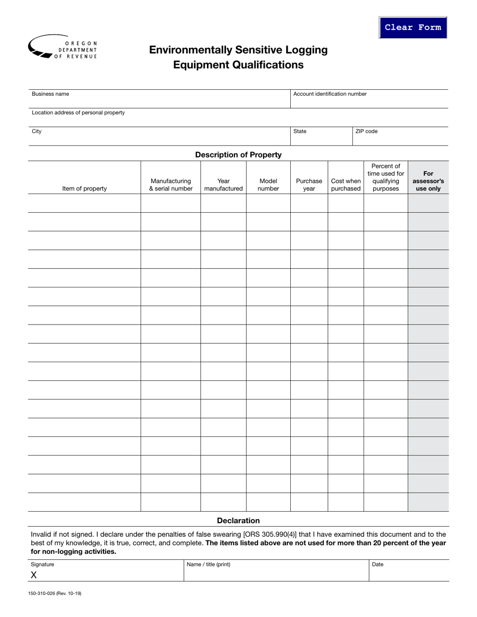 Form 150-310-026 Download Fillable PDF or Fill Online Environmentally ...