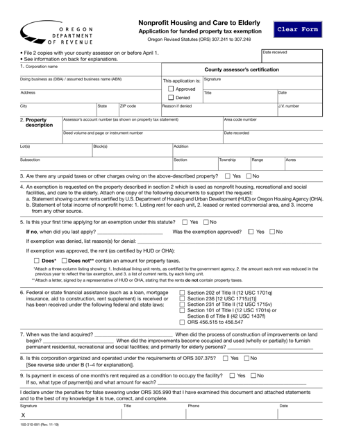Form 150-310-091  Printable Pdf