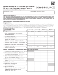 Form OW-8-P-SUP-C Oklahoma Annualized Income Installment Methods for Corporations and Trusts - Oklahoma