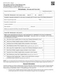 Form 561 Oklahoma Capital Gain Deduction for Residents Filing Form 511 - Oklahoma, Page 2