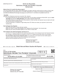 Document preview: Form 511-V Individual Income Tax Payment Voucher - Oklahoma