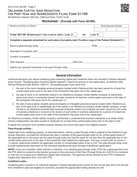 Form 561NR Oklahoma Capital Gain Deduction for Part-Year and Nonresidents Filing Form 511nr - Oklahoma, Page 2