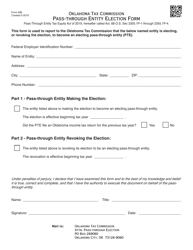 Form 586 Pass-Through Entity Election Form - Oklahoma