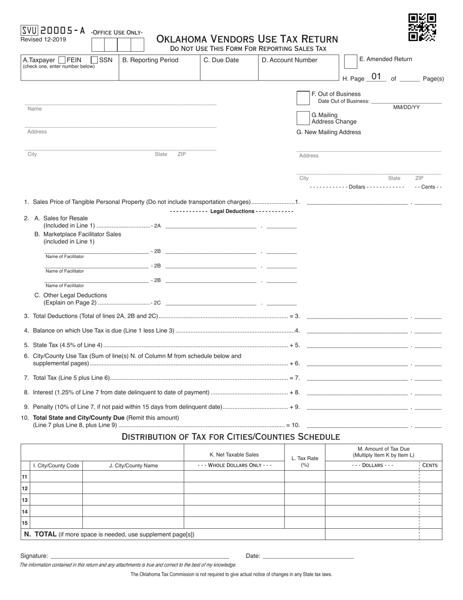 Form SVU20005-A - Fill Out, Sign Online and Download Fillable PDF ...