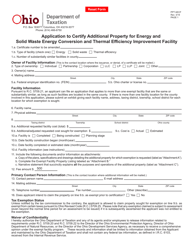 Form PPT AECF Application to Certify Additional Property for Energy and Solid Waste Energy Conversion and Thermal Efficiency Improvement Facility - Ohio