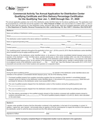 Document preview: Form CAT QDC Commercial Activity Tax Annual Application for Distribution Center Qualifying Certificate and Ohio Delivery Percentage Certification - Ohio