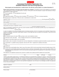 Form DTE105I Homestead Exemption Application for Disabled Veterans and Surviving Spouses - Ohio