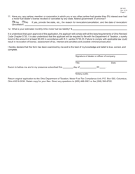 Form MF201 Application for License as a Motor Fuel Dealer - Ohio, Page 2