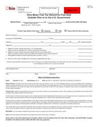 Document preview: Form MVF82-2 Ohio Motor Fuel Tax Refund for Fuel Sold Outside Ohio or to the U.S. Government - Ohio