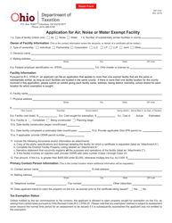 Document preview: Form PPT PCF Application for Air, Noise or Water Exempt Facility - Ohio