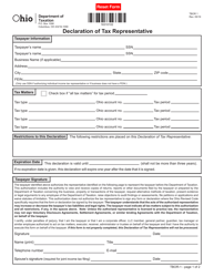 Document preview: Form TBOR1 Declaration of Tax Representative - Ohio
