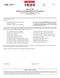 Document preview: Form IT RE Reason and Explanation of Corrections - Ohio