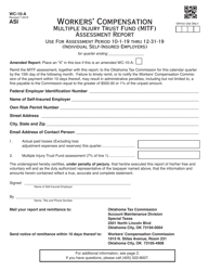 Form WC-10-A Workers&#039; Compensation Mitf Assessment Report (Individual Self-insured Employers) (Assessment Period 10-1-19 to 12-31-19) - Oklahoma