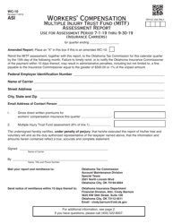 Form WC-10 Workers&#039; Compensation Mitf Assessment Report (Insurance Carriers and Compsource Oklahoma) (Assessment Period 7-1-19 to 9-30-19) - Oklahoma
