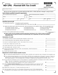 Form ND-1 (SFN28705) Schedule ND-1PG &quot;Planned Gift Tax Credit&quot; - North Dakota, 2019