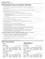 Form ND-1ES Estimated Income Tax - Individuals - North Dakota, Page 2